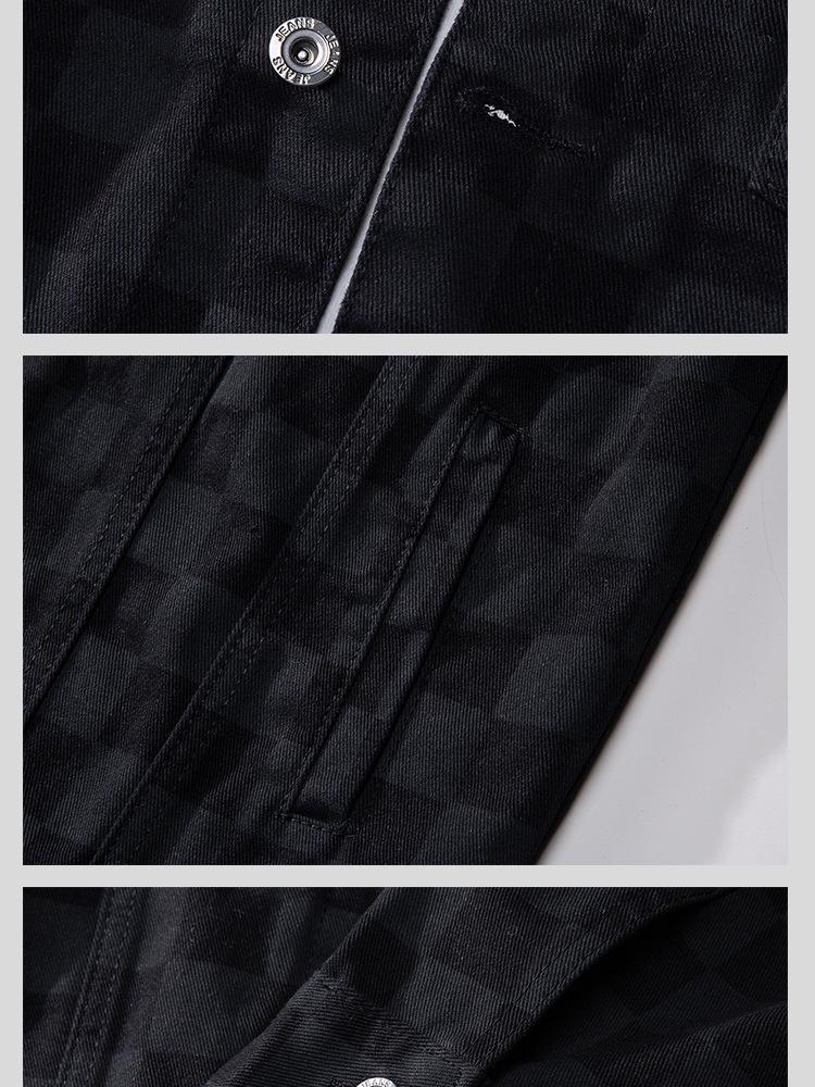 Men's Loose Plaid Grid Plush Denim Jacket - Korean Style, Youthful, Long Sleeve for Autumn/Winter