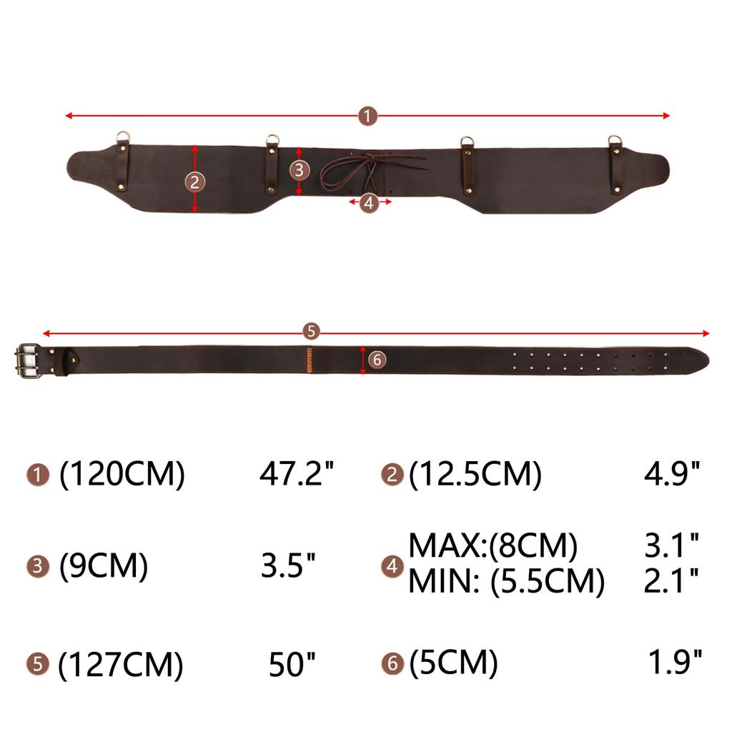 TOURBON Leather Padded Tool Work Support Tool Belt for and Construction Workers Belt, Belt, Carpenters, Electricians,