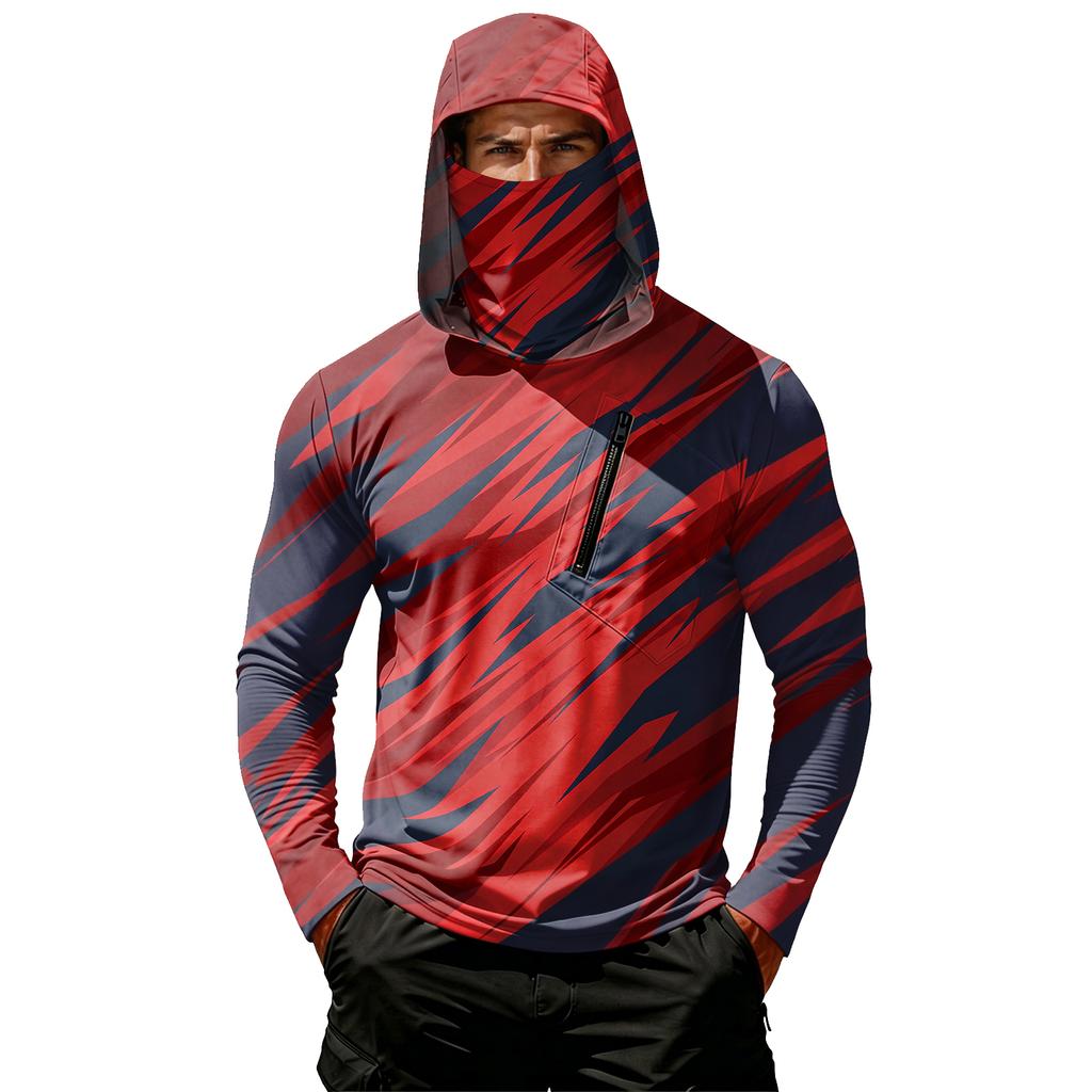 Casual herentop met capuchon en lange mouwen die bescherming biedt tegen de zon.