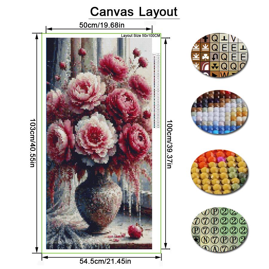 Colorful Peony Vase Large Size Diamond Painting Floral Diy Full Square Round Drill Rhinestone Embroidery Flowers Mosaic Cross Stitch Kits Wall Decor
