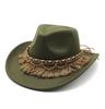 Sombrero de Fieltro Estilo Étnico Vintage con Ala Ancha Para Hombres Mujeres Protección Solar de Verano