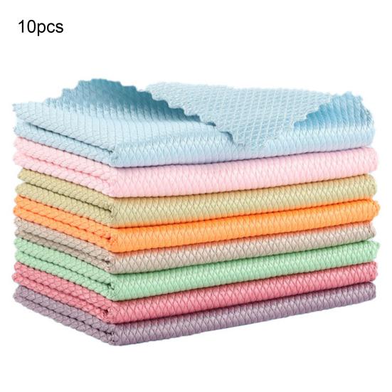 5/10Pcs Fish Scale Cleaning Cloth Superfine Fiber Rag Lint Free High Absorption Polishing Cloth Wet Dry Use Adsorption Rag