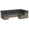 Vidaxl 9-Cz. Garden Furniture Set With Cushions, Grey, Poly Rattan