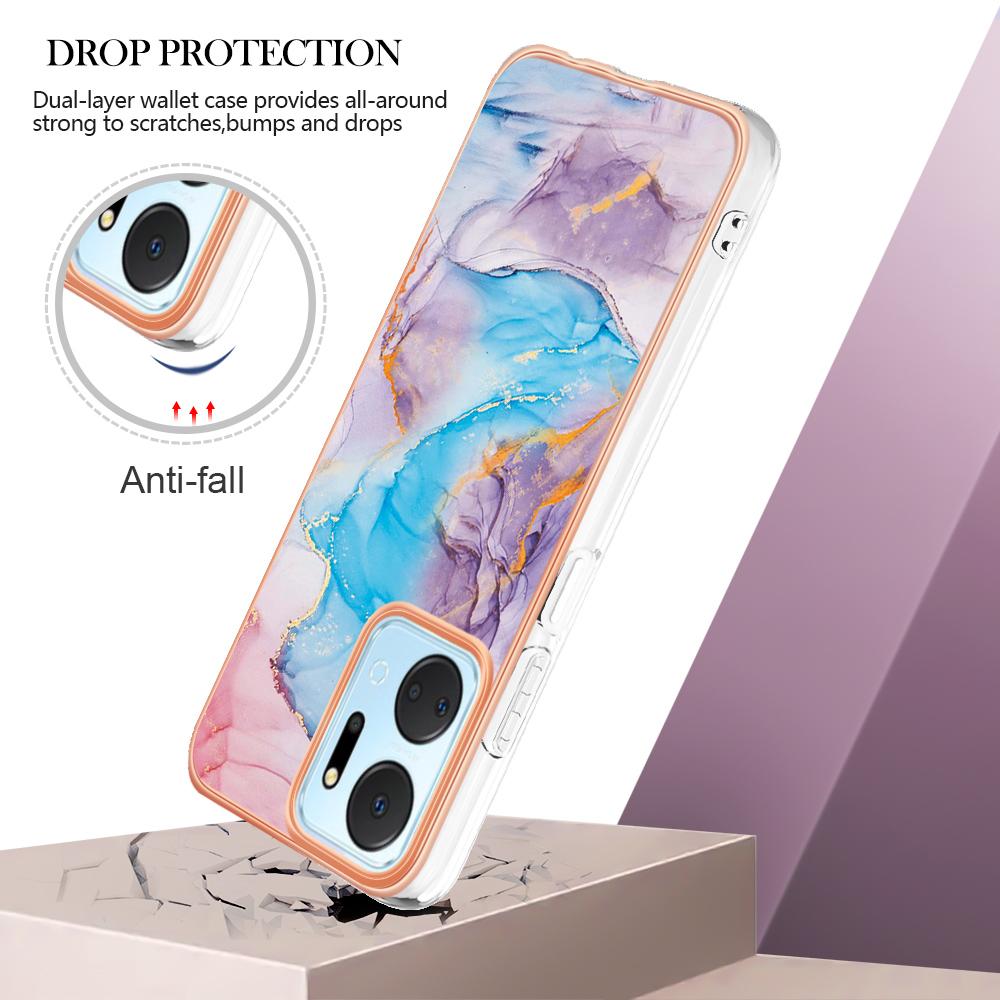 

For Honor X7a 4G Case with IMD Marble Flower Pattern TPU Mobile Back Cover A