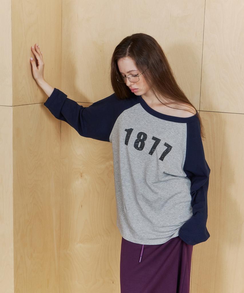 STMG 1877 Raglan One-Shoulder T-Shirt Gray/Navy