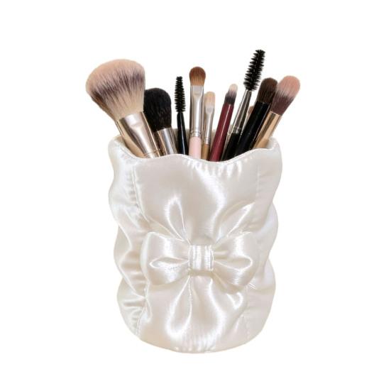Concealer Brush Cup 3D Printed Bow Makeup Holder, Large Capacity Beauty Tool Container Desk Organizer, Bowknot Pencil Holder Storage Portable