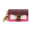 New Tabby Cow Leather Card Holder, Coin Purse Women's Burgundy & Pink & White 1614-B4QYU