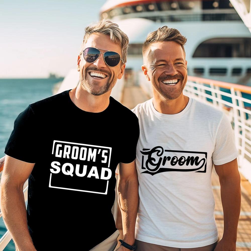 Groom's Squad Trauzeuge T-Shirt Team Bräutigam T-Shirts Männliche Freunde Junggesellenabschied Junggesellenabschied T-Shirt Hochzeitsgrafik EVG Oberteile