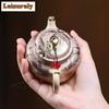 111ml Authentic Yixing Purple Clay Teapots Handmade Gold Drawing Pot Raw Ore Benshan Green Mud Kettle Zisha Teaset Decoration