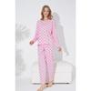 Pink Black Heart And Point Patterned Knitted Pajama Set 7792