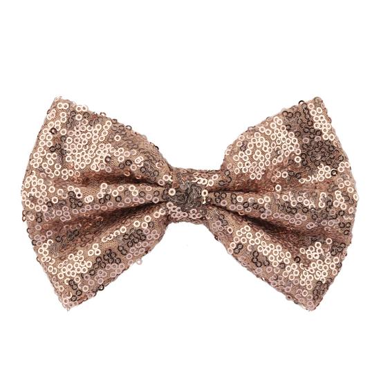 Hairpin Safety Rounded Corner Clip with Burr-Free Metal Spring Bow Shape Shiny Sequin Decoration Hairpin Children Sparkling Hair Accessory