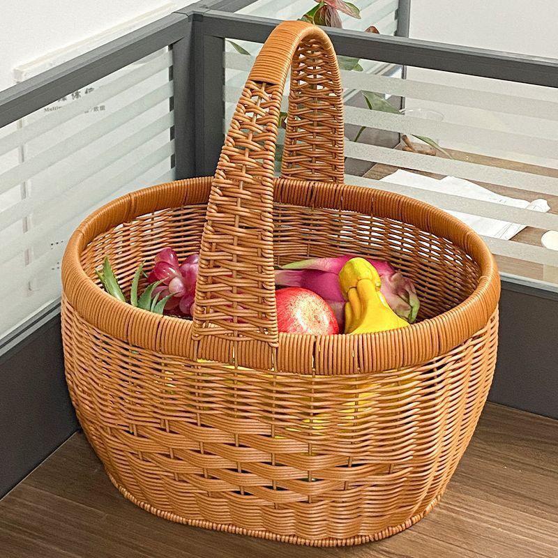 Handmade Imitation Rattan Woven Basket - Perfect for Shopping, Fruits, Eggs, Vegetables, Storage, and Picnics.