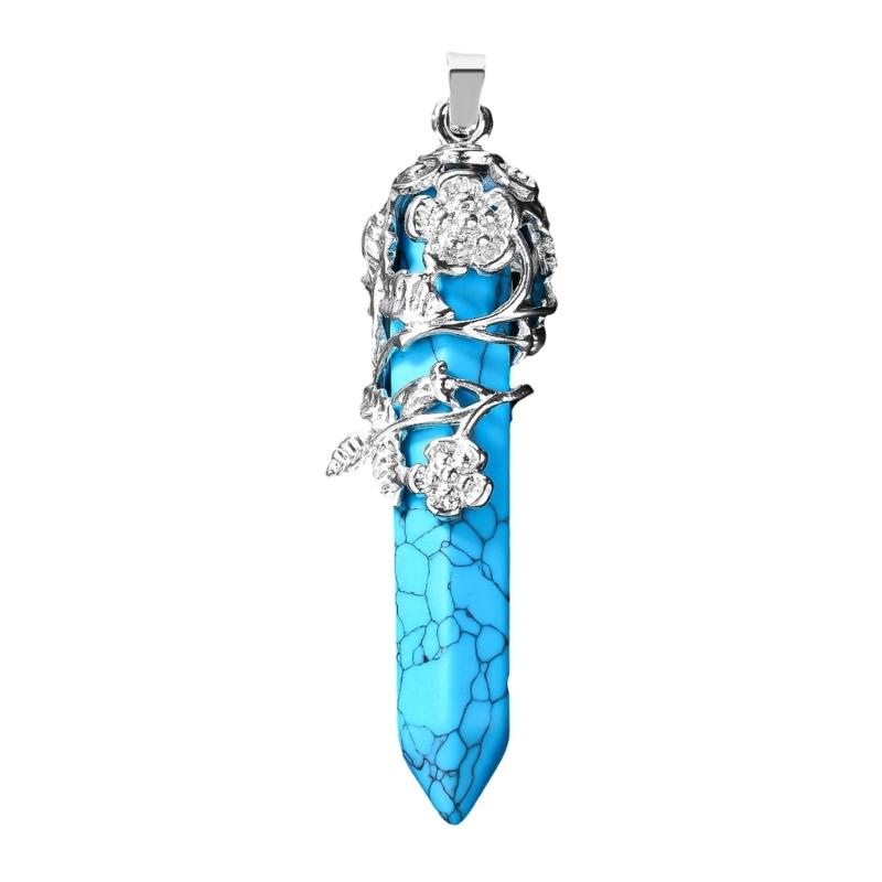 Faceted Crystal Necklace Pendant for Sensitive Skin Natural Stone Hexagonal Accessory Jewelry Making Accessories