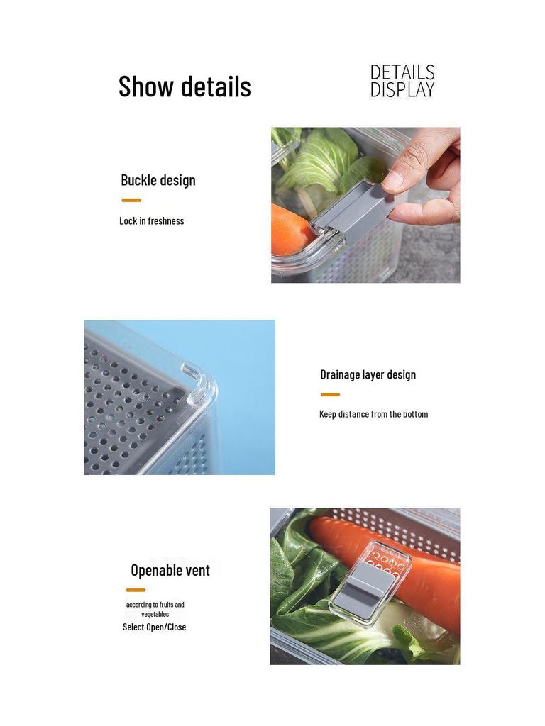 Large Capacity Double-Layer Transparent Food-Grade Sealable Fresh-Keeping Refrigerator Box