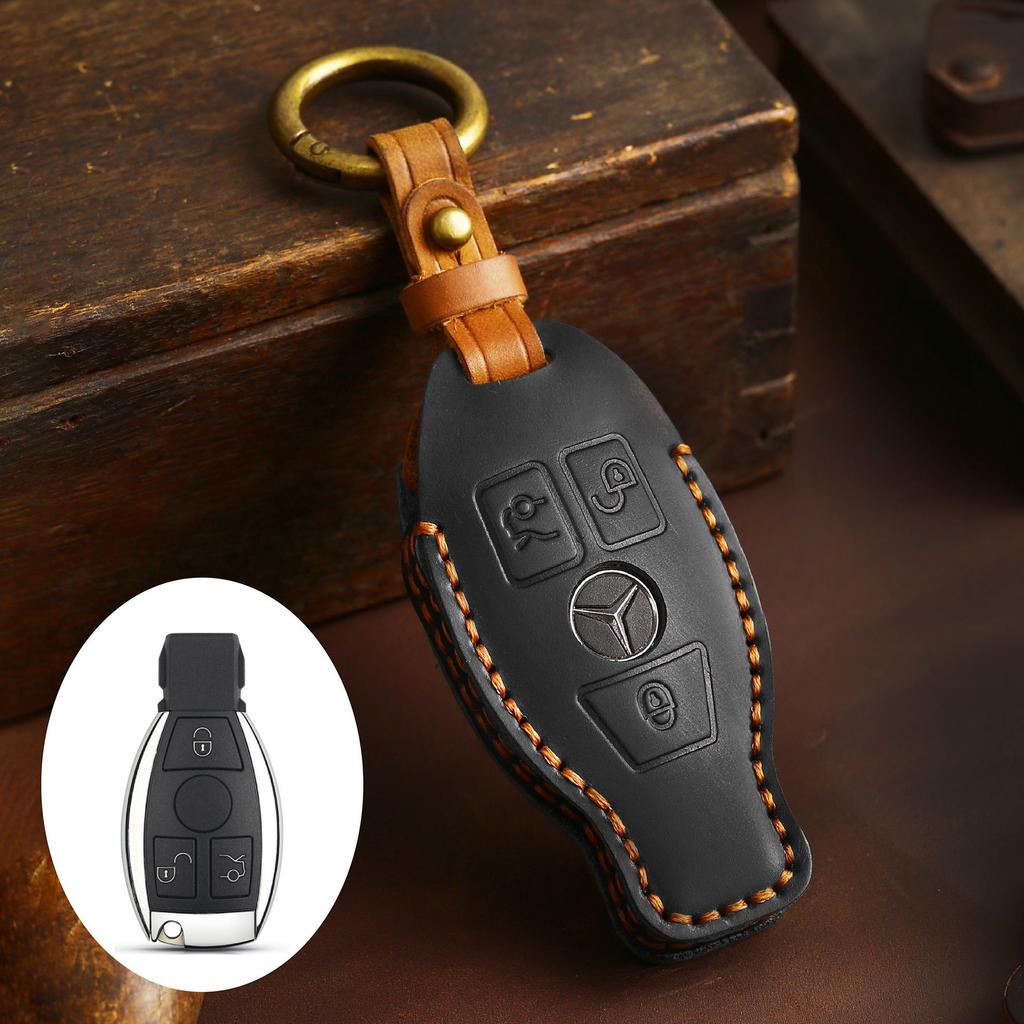 Suitable for Mercedes-Benz GLK Key Cover E-class C-class R350 Old GL High-grade E-class GLC Case Leather Protective Case Buckle