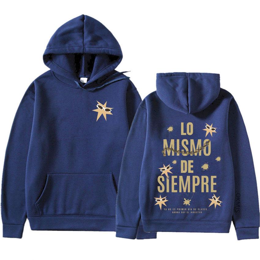 Siempre Letters Printed Humor Long Sleeve Hoodie Men's Harajuku Tracksuit Loose Sweatshirts