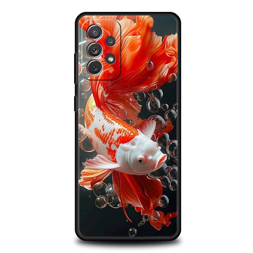 Goldfish Swimming Phone Case for Samsung Galaxy A55 A35 A15 A14 A13 A25 A54 A51 A71 A72 A73 A32 A52 A41 5G Soft TPU Shell Capas