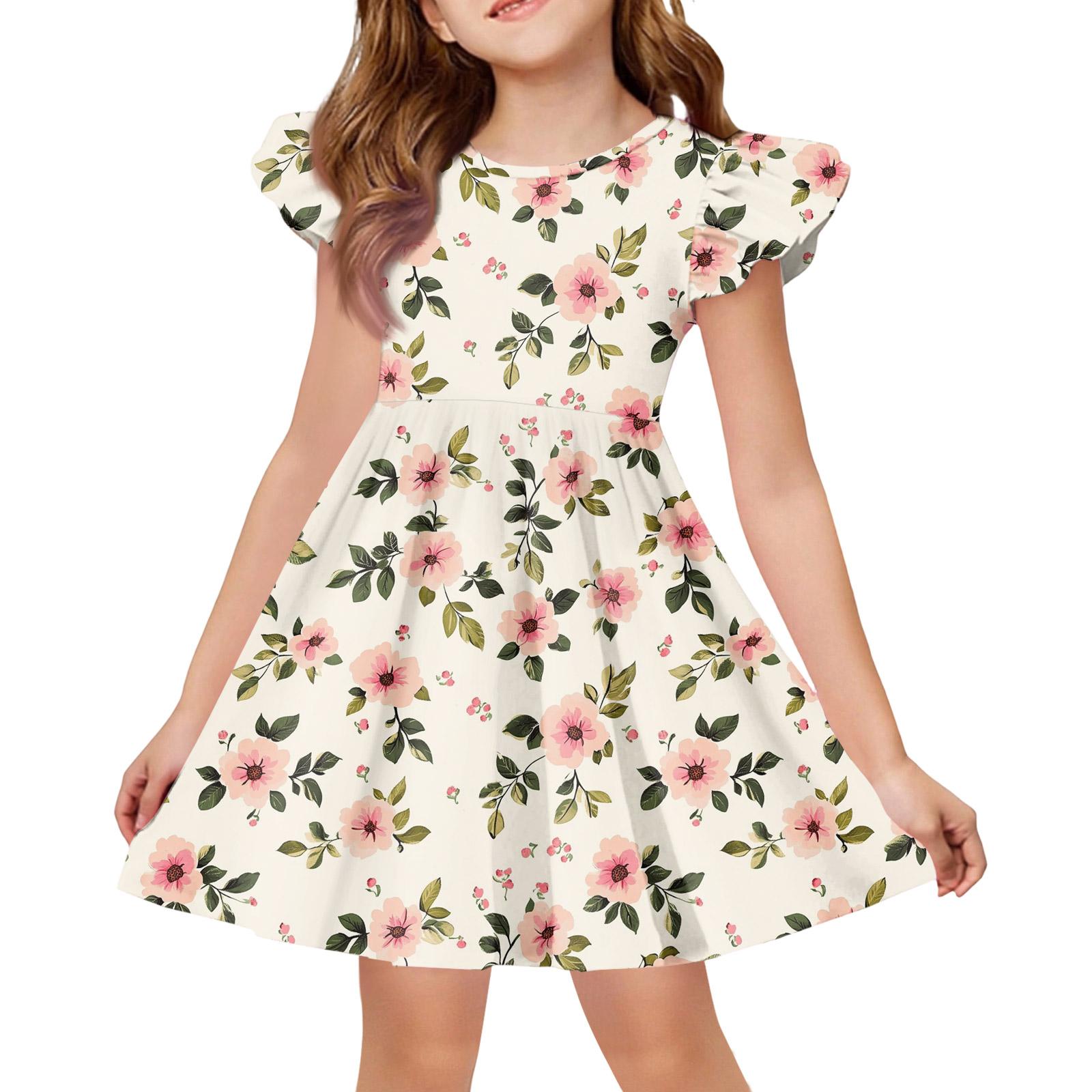 

Girls Summer Princess Dress - A-Line T-Shirt Dress Easter Day 160 жовтий