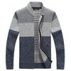 Men's Long-sleeved Stand-up Collar Colorblock Plush Thickened Cardigan Sweater Slim Fit Casual Sweater