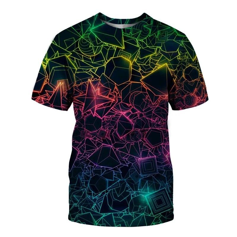 Fashion Hot Summer 3D Geometric Creativity Pattern T Shirt for Men and Women Casual Handsome Print Shirt Trend Harajuku Hip Hop Plus Size Tops
