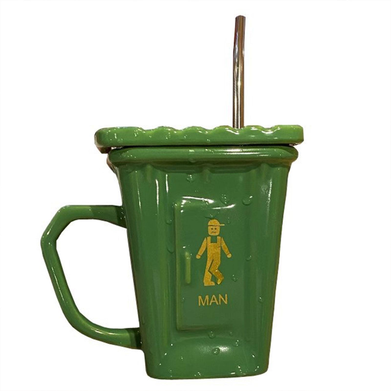 

Unique Ceramic Water Cup With Lid Straw Glass Funny Toilet Bowl Prank Cup Mug Coffee Cup For Kitchen Gift Office Desk Decor As Shown зелений