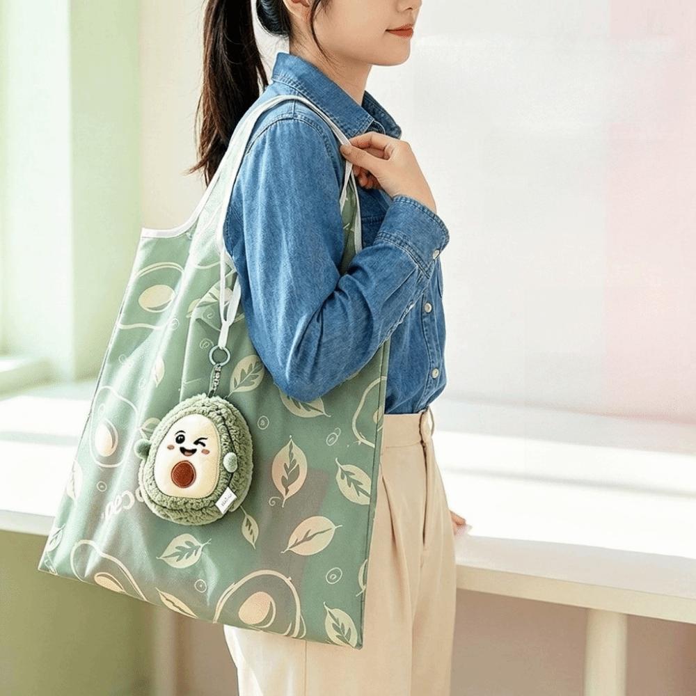 Easy To Carry Cartoon Folding Shopping Bag Foldable Fruit Print Grocery Bag Eco-friendly Reusable Shopping Handbag Outdoor