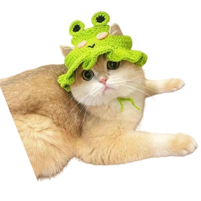 Pet Crocheted Hat Pet Birthday Headgear for Puppies and Cats Lovely Crocheted Hat Christmas Hat Comfortable Wear