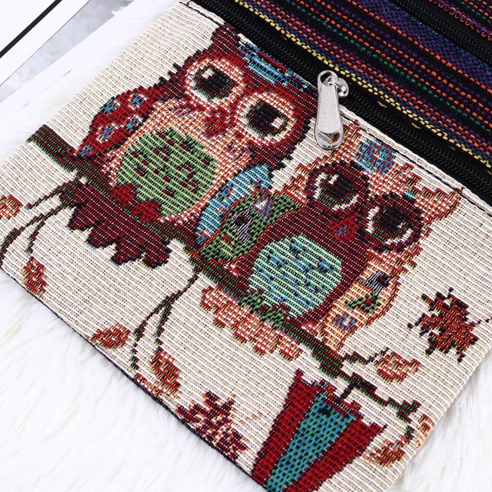 [iplusmile] Owl Print Crossbody BagShoulder Bag for Women, Owl Print Canvas PochetteSmartphone Pouch, Lightweight Mini BagSacocheShoulder Bag with