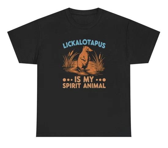 Lickalottapus Is My Spirit Animal T Shirt Funny Unhinged Platypus Meme Humor Tee XL