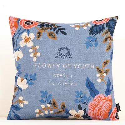 Colorful Flowers Throw Pillow Cover For Office Home Decor Sofa Car Cushion Cover Floral Print Pillow Case Square Cushion Case