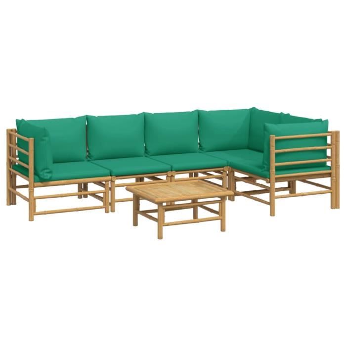 VidaXL Salon de jardin 6 pcs avec coussins vert bambou 3155169