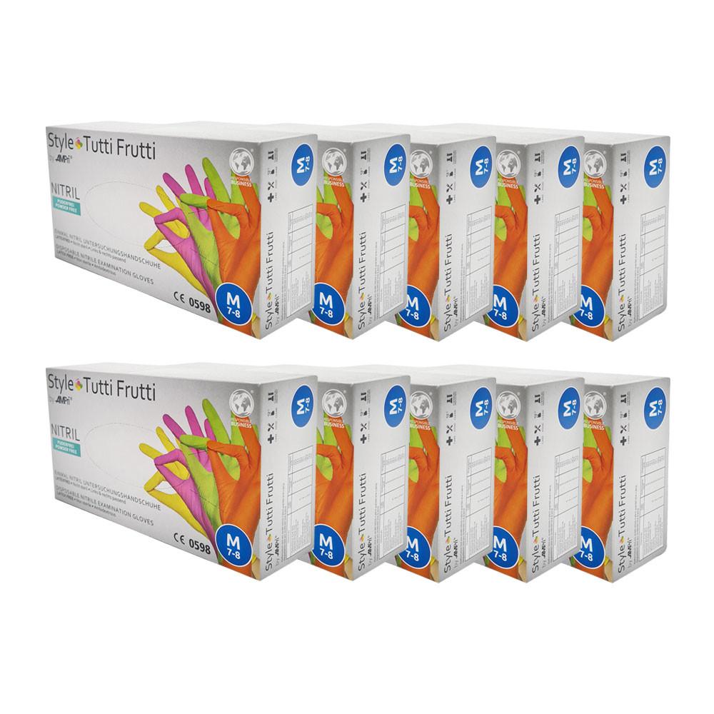 Nitrile Gloves Colorful Ampri Style Tutti Frutti 96 Pieces Carton 10 Pack