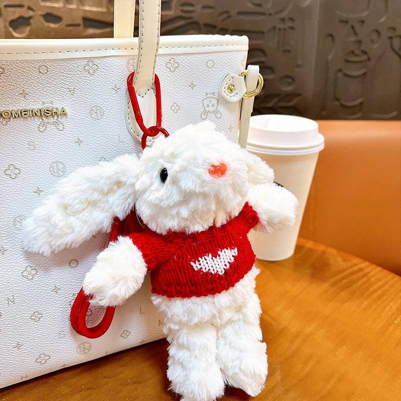 

Creative Plush Rabbit Keychain Cute Plush Doll Bag Charms червоний