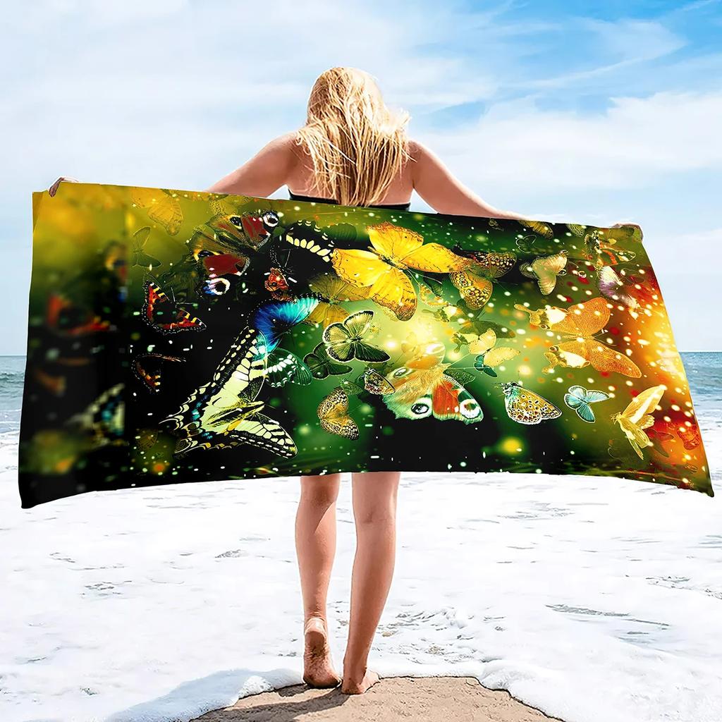 Butterfly Beach Towel Soft Floral Beach Blanket Absorbent Quick Dry Bath Towels Pool Travel Beach Towels for Adults Swim Cover