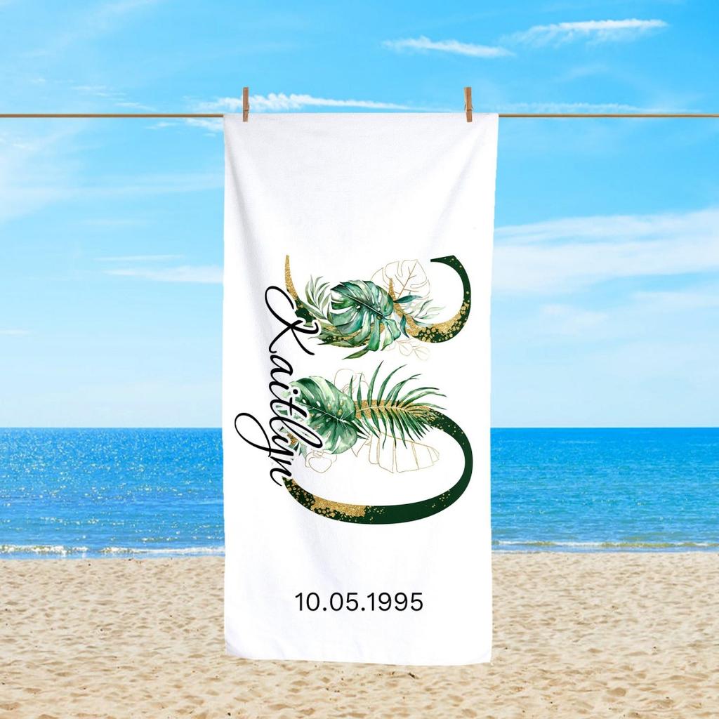1pc Custom Name Beach Towel Personalized Microfiber Towel for Wedding Party Souvenir for Beach Swimming Bath Yoga Seaside