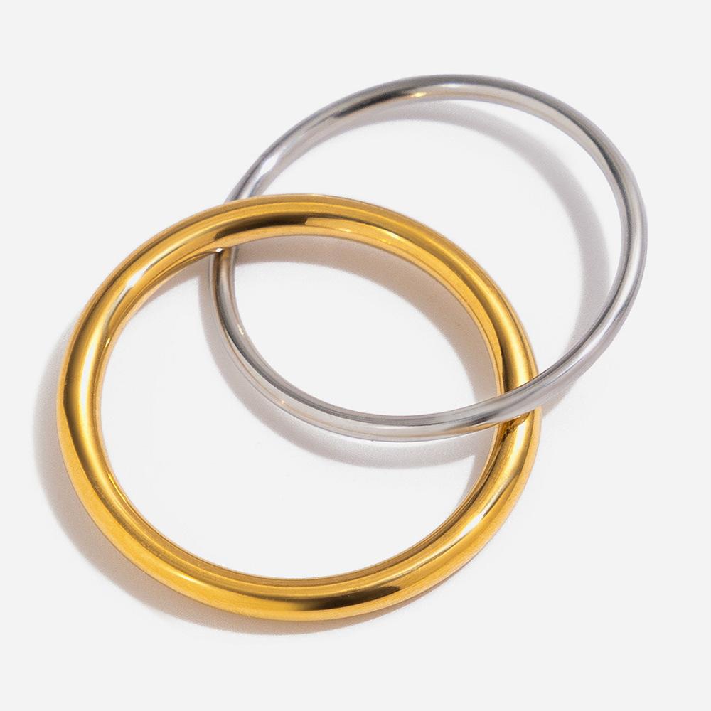 Niche Light Luxury High-end 18K Gold, Color Matching Double Ring Ring Jewelry