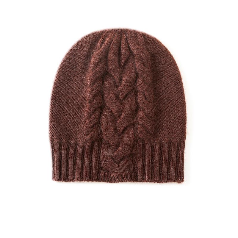 Cashmere 2025 Autumn/Winter Women's High-End Cable Knit Thick Warm Fashion Hat
