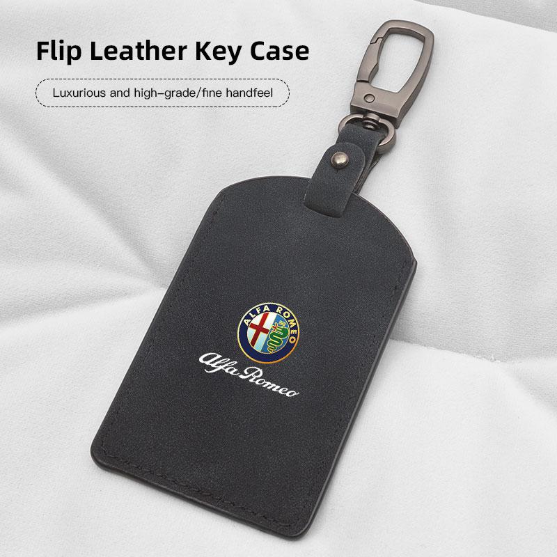 Suede Car Key Card Cover Keychain Car Key Accessories For Alfa Romeo GT 166 147 159 156 Giulietta Mito Giulia Volante Tonale 4C