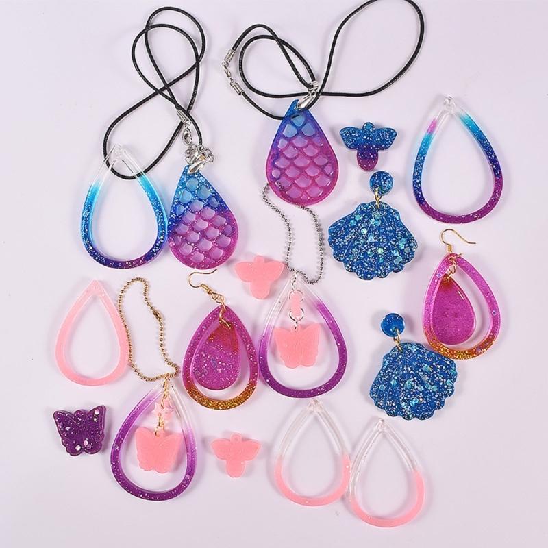 Jewelry Casting Molds Butterfly Bee Shells Pendant Epoxy Resin Molds with Hanging-Hole Mould Jewelry Making Craft Tools