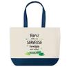 Shopping Bag - PLANETEE - Blue Bottom Bag "Unforgettable Waitress Thank You" - Cotton - 40x45 Cm - Made In France
