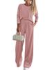 Autumn Trendy Two-Piece Casual Long Sleeve Ribbed Knit Wide Leg Pants Set Women's Fall Fashion