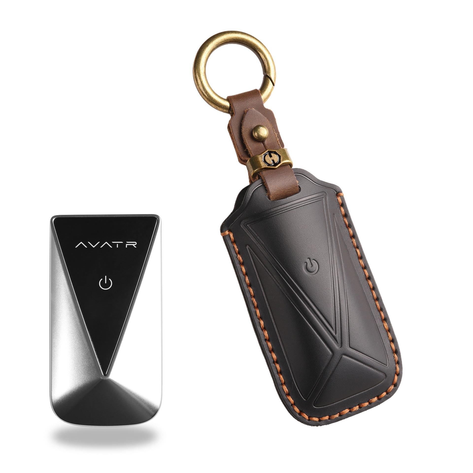 

Подходит для чехла для ключа Avita 07, 24 модели из натуральной кожи, новая модификация автомобиля Avita 11, ключ дистанционного управления, цепочка для чехла. чёрный