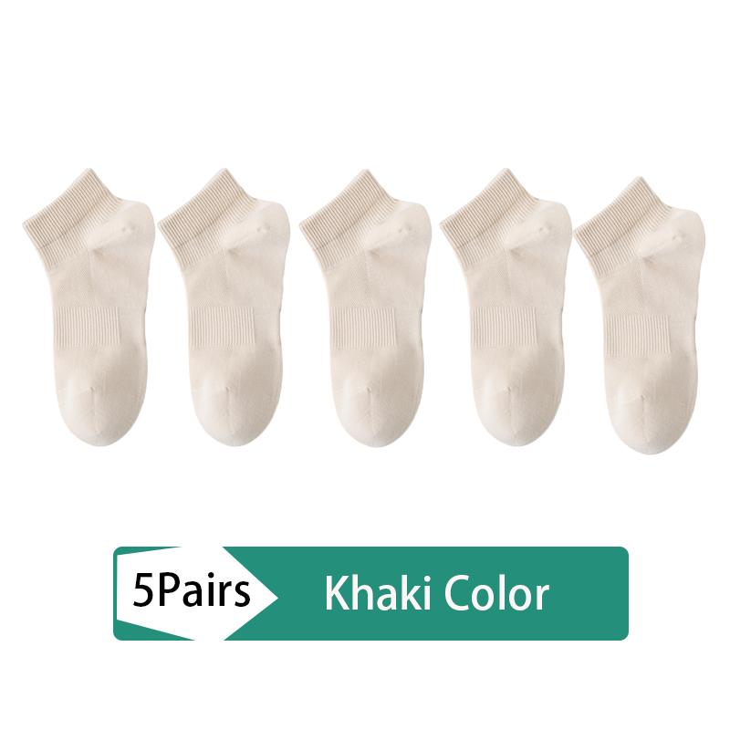 High Quality 5Pairs Women's Socks Combed Cotton Spring Summer New Solid Color Fashion Comfort Female Socks Woman Size EU34-39