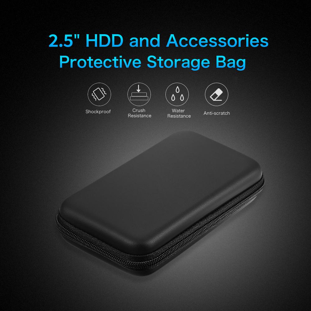 2.5 Inch   Carrying Case,   Resistant EVA Hard  ive Case with Elastic   Strap and Mesh  , for 2.5 Inch Hard Drive