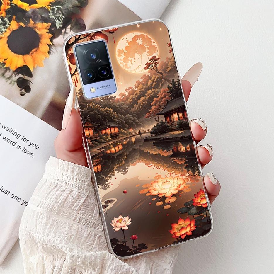 For Vivo V21e Case V2061 Cute Cat Lion Painted Cover Soft Silicone Phone Cases For Vivo V21 V2066 V2108 V 21 VivoV21 E 4G Fundas