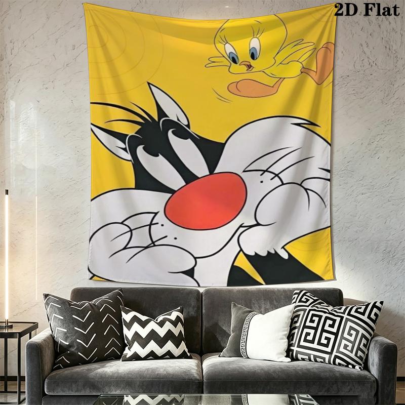 Sylvester the Cat Wall Tapestry Aesthetic Wall Hanging Printed Fabric Blanket Decorative Tapestries for Bedroom Living Room Home Decor