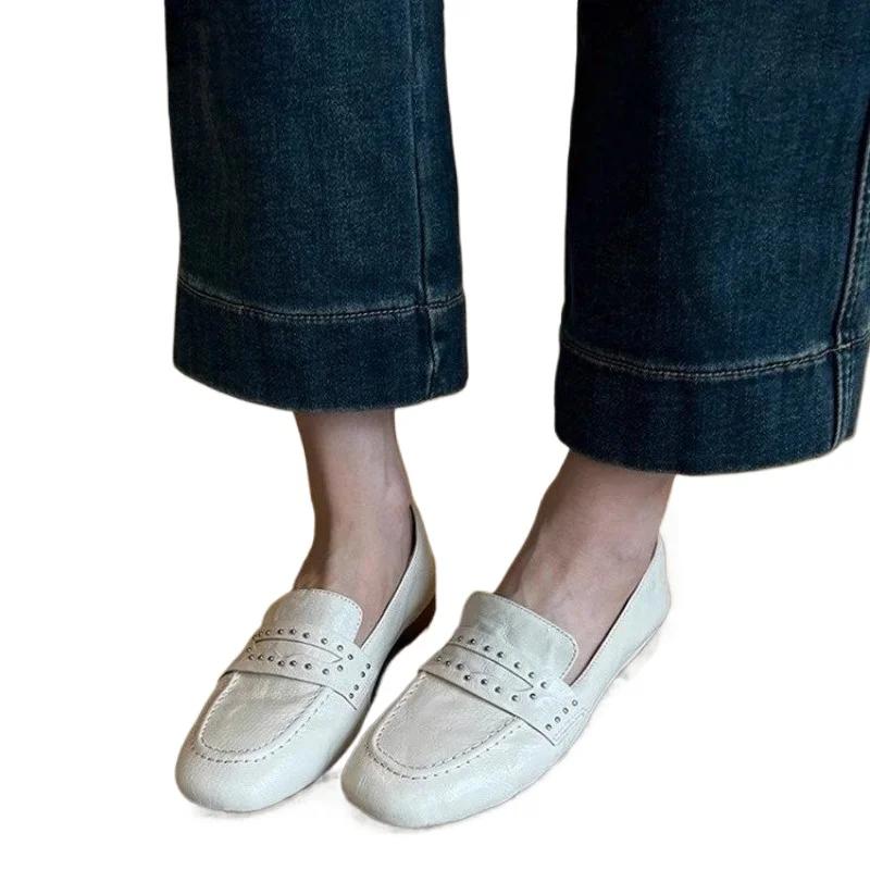 Fashion NEW Spring Sheep Suede Loafers Women Shoes Female Square Toe Pumps French Elegant Summer Shoes for Women Zapatos Para Mujer