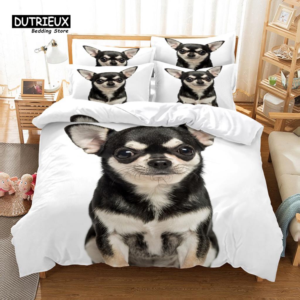 Warm Modern Puppy 3Pcs Soft Comfortable Breathable For Bedroom Guest Room Decor Quilt