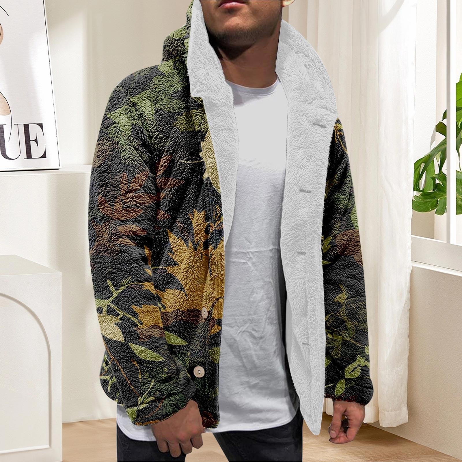 Толстовка с капюшоном для мужчин большие пальто с капюшоном куртка свитер топы верхняя одежда зимний кардиган на пуговицах L армия зеленый 2718₽