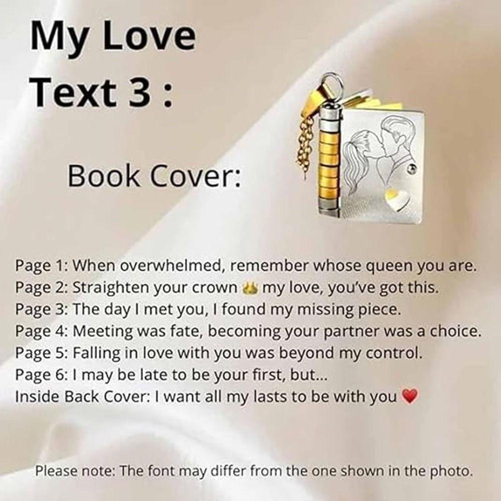 Openable Granddaughter Book Necklace Stainless Steel Gold Color Message Mini Book Pendant Necklace Creative Gift